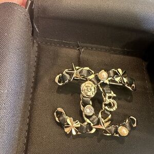 Chanel Black and Gold CC Brooch - NWT